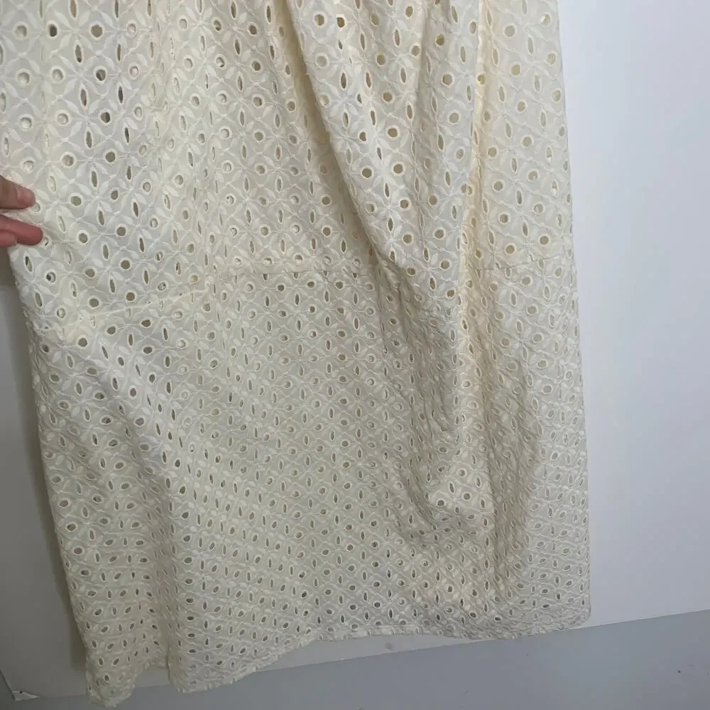 Vitamin A Off White Halter Top Maxi Cover Up Eyelet Swim Dress Womens Medium